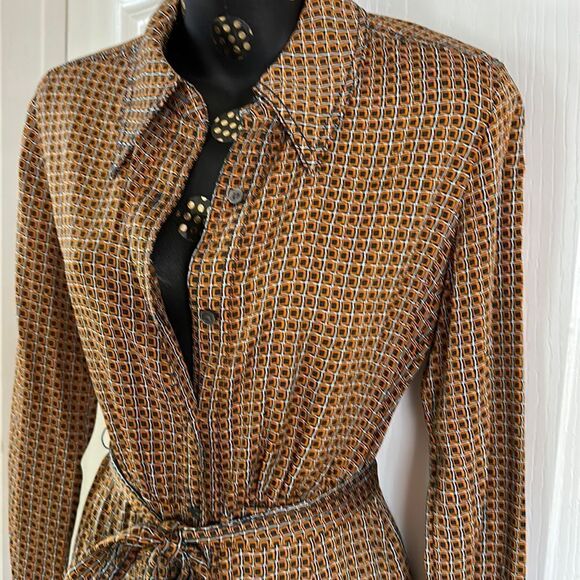 Diane Von Furstenberg Geometric Wrap Dress 
Tigress belted DVF Mocha Mousse XS - Picture 5 of 17